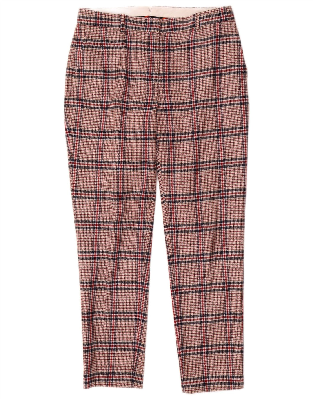 Pantaloni da abito slim da donna Gant UK 12 Medium W30 L28 Lana pied de poule rossa