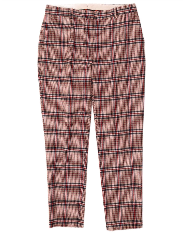 Pantaloni da abito slim da donna Gant UK 12 Medium W30 L28 Lana pied de poule rossa