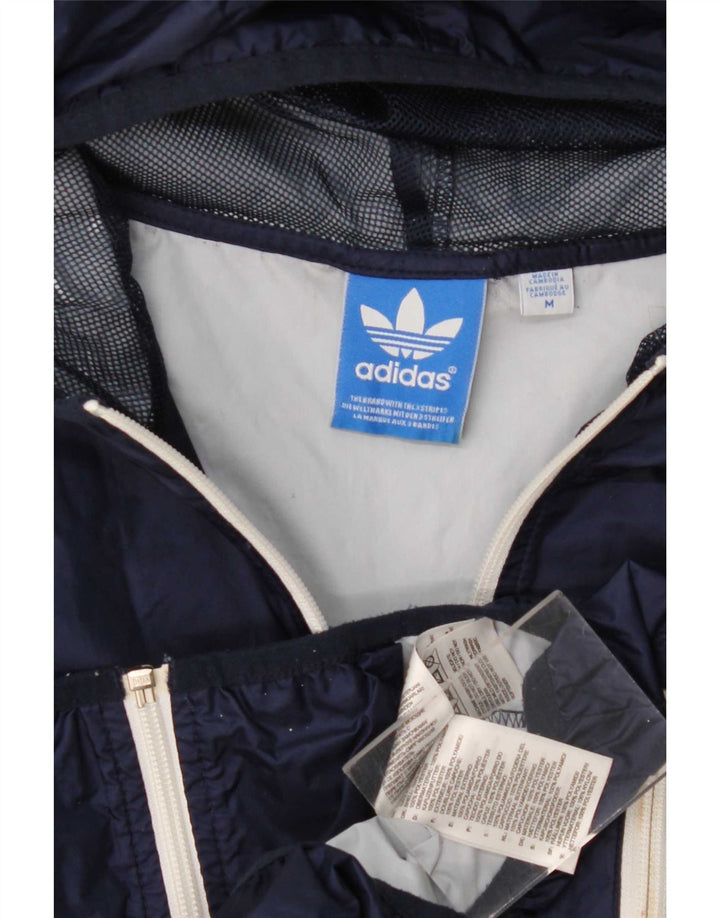 Giacca antipioggia da uomo Adidas con cappuccio UK 38 medio blu navy poliestere