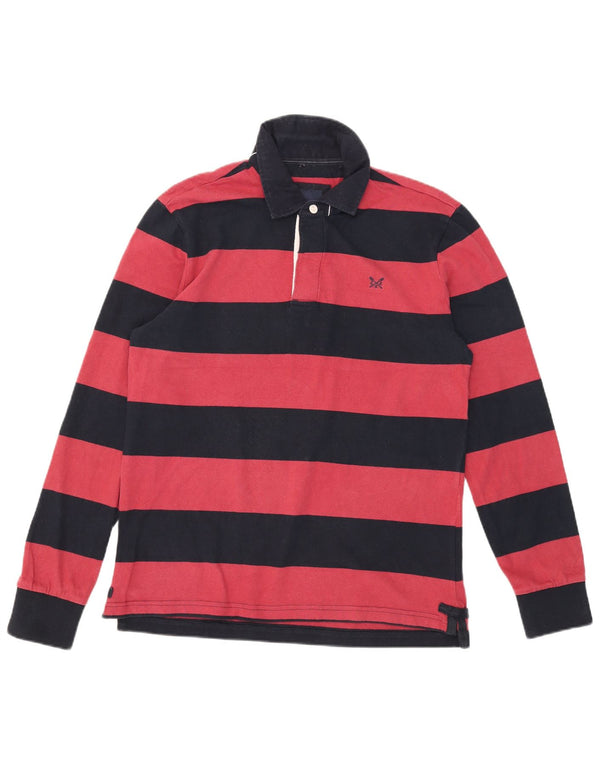 Crew Clothing Polo da rugby da uomo a maniche lunghe in cotone a righe rosse medie