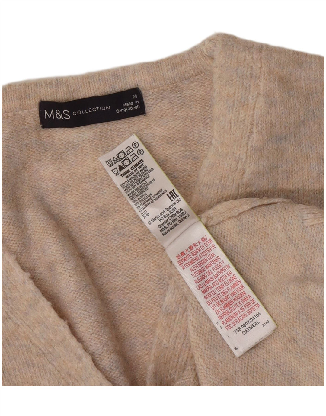 Maglione maglione con scollo a V da donna Marks & Spencer UK 14 Grigio medio chiazzato