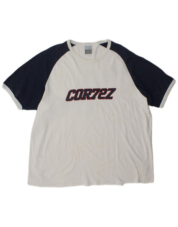 T-shirt grafica da uomo Nike Top UK 40/42 2XL cotone color block bianco