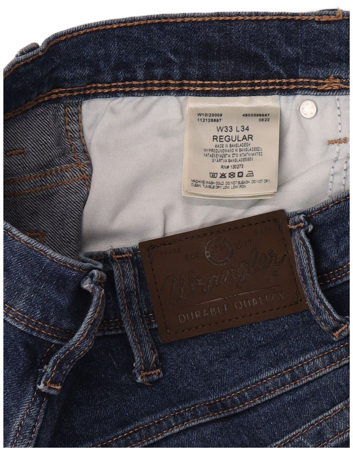 Jeans dritti da uomo Wrangler vestibilità regolare W33 L34 cotone blu