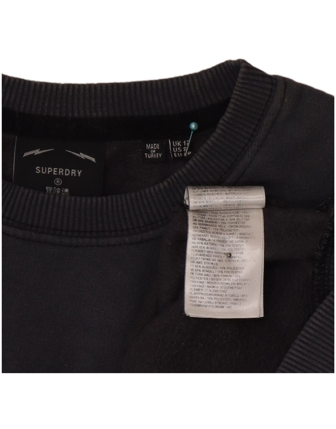Felpa da donna con vestibilità ampia con grafica Superdry, maglione UK 12, grigio medio