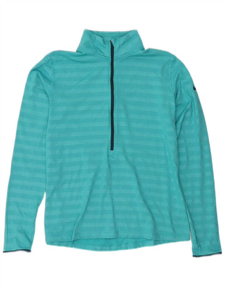 Top da tuta pullover con zip e collo Nike Dri Fit da donna UK 18 XL a righe blu
