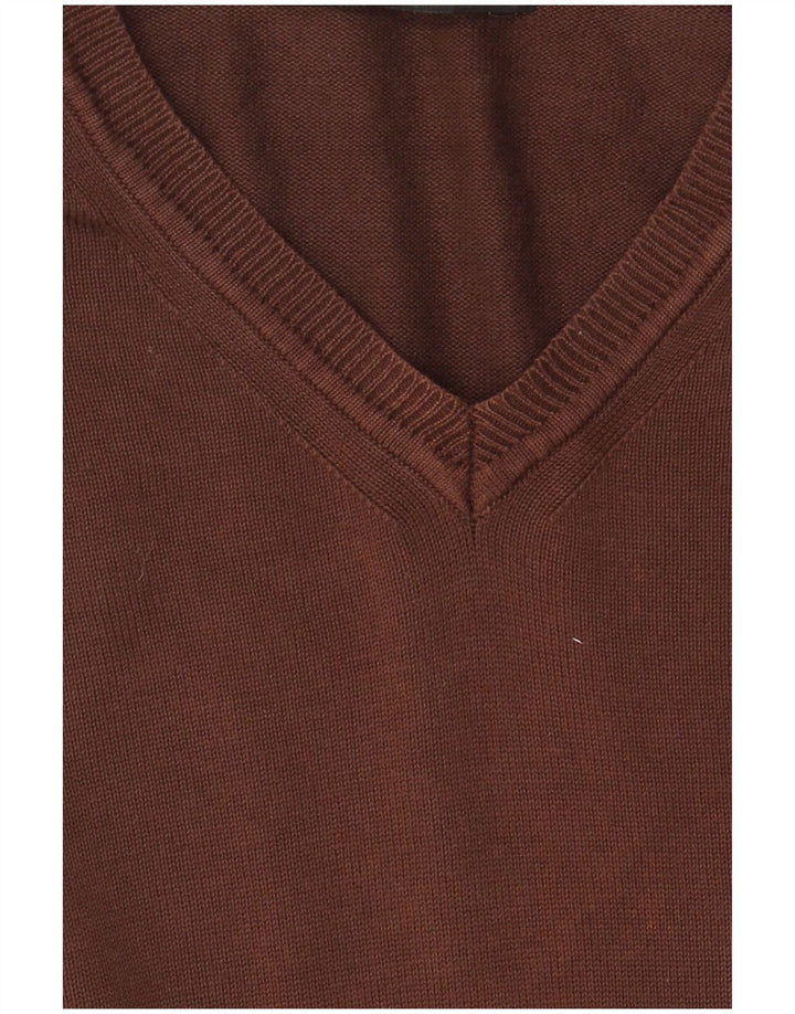 Maglione Zara da uomo con scollo a V XL in cotone marrone