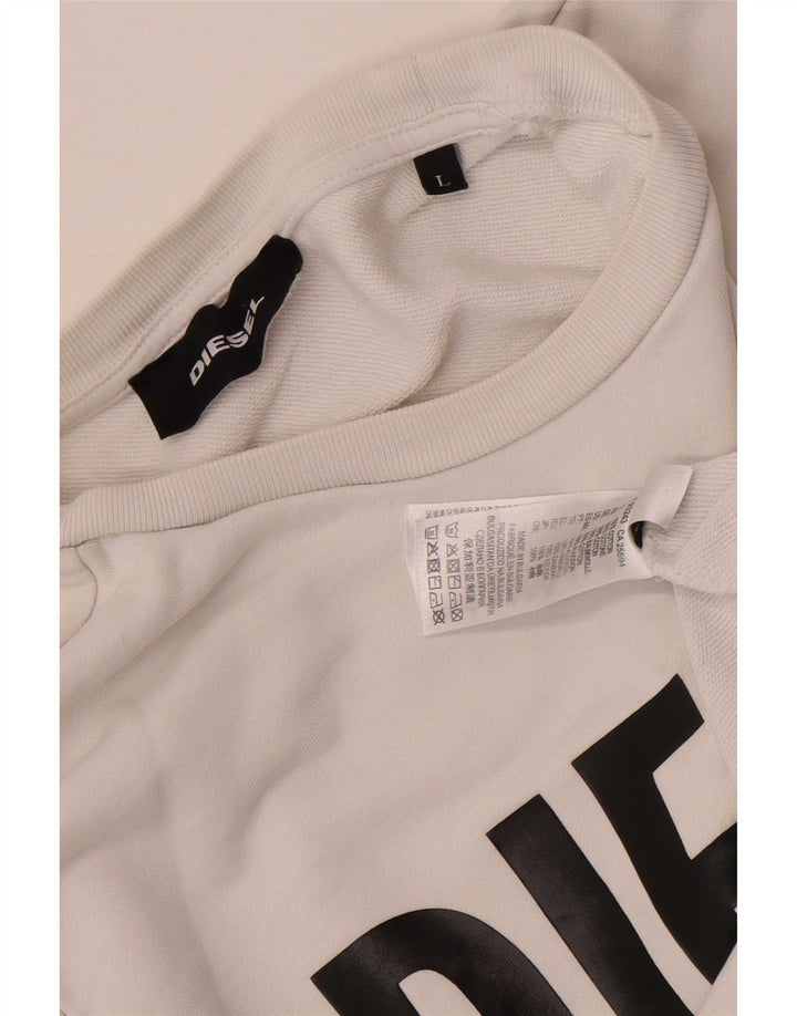 Diesel Felpa grafica da uomo Maglione grande cotone bianco