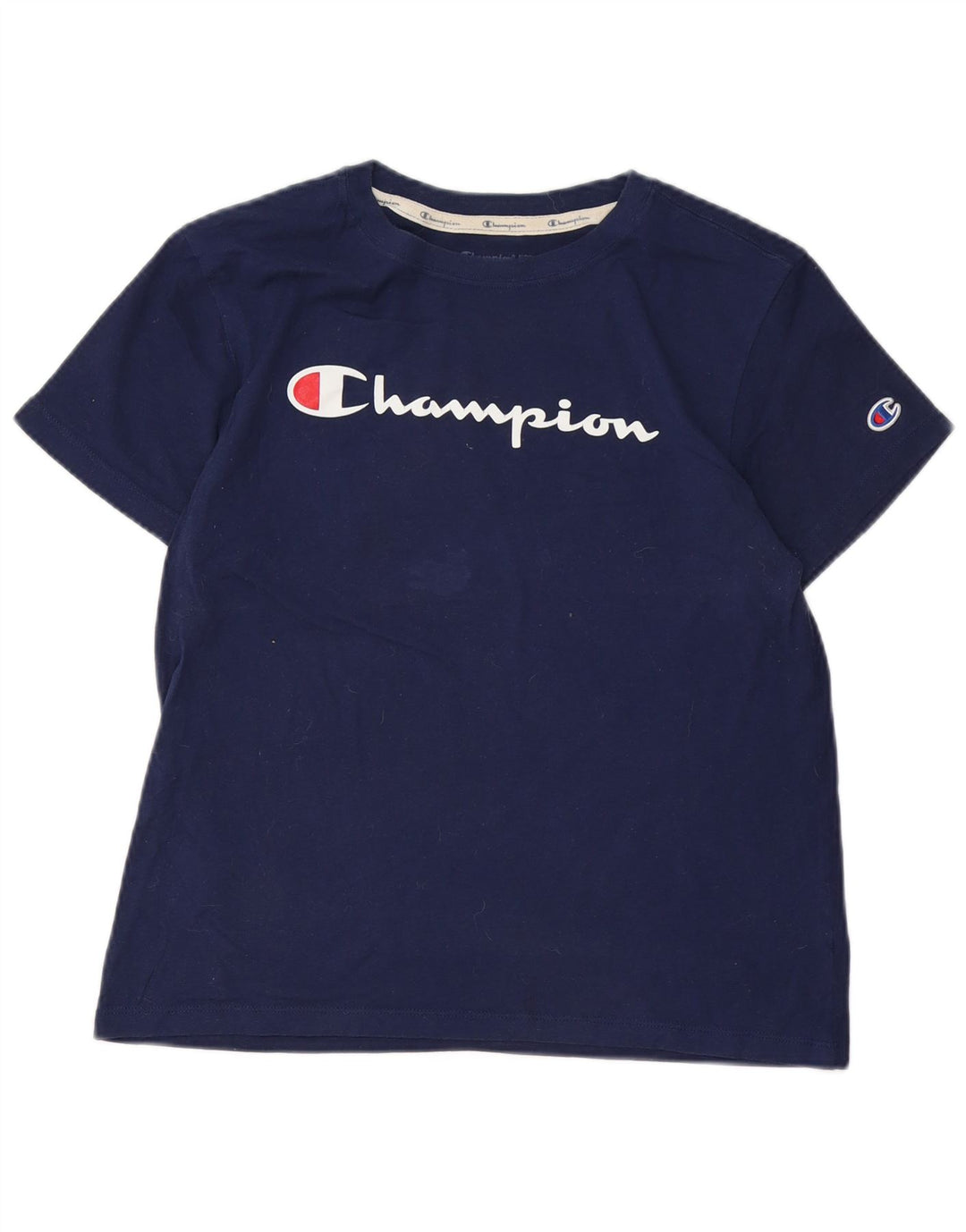 T-shirt grafica da donna CHAMPION Top UK 12 medio blu navy