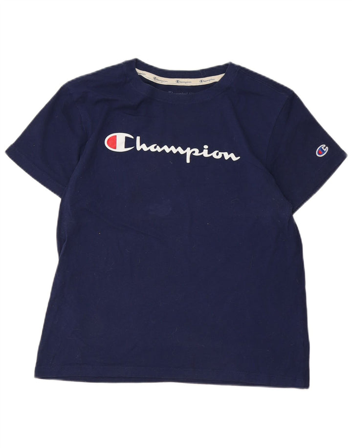 T-shirt grafica da donna CHAMPION Top UK 12 medio blu navy