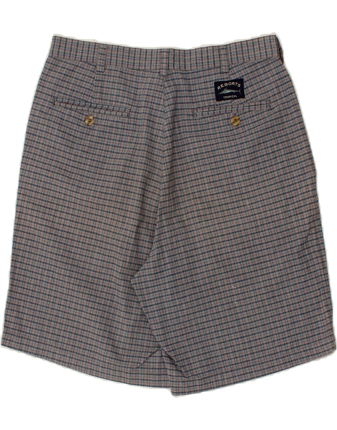 Pantaloncini chino da uomo VINTAGE W32 cotone a quadri grigio medio