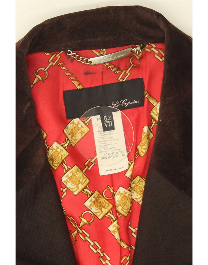 Giacca blazer a 3 bottoni da donna Les Copains IT 52 2XL Lana vergine marrone