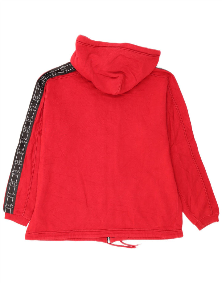Maglione con cappuccio e zip grafica da uomo Champion piccolo color block rosso