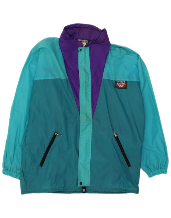 Giacca antipioggia da uomo K-Way vestibilità ampia con cappuccio UK 38 Medium Turchese Colorblock