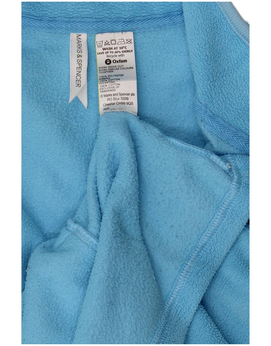 Giacca in pile da donna Marks & Spencer UK 14 Large Blu Poliestere