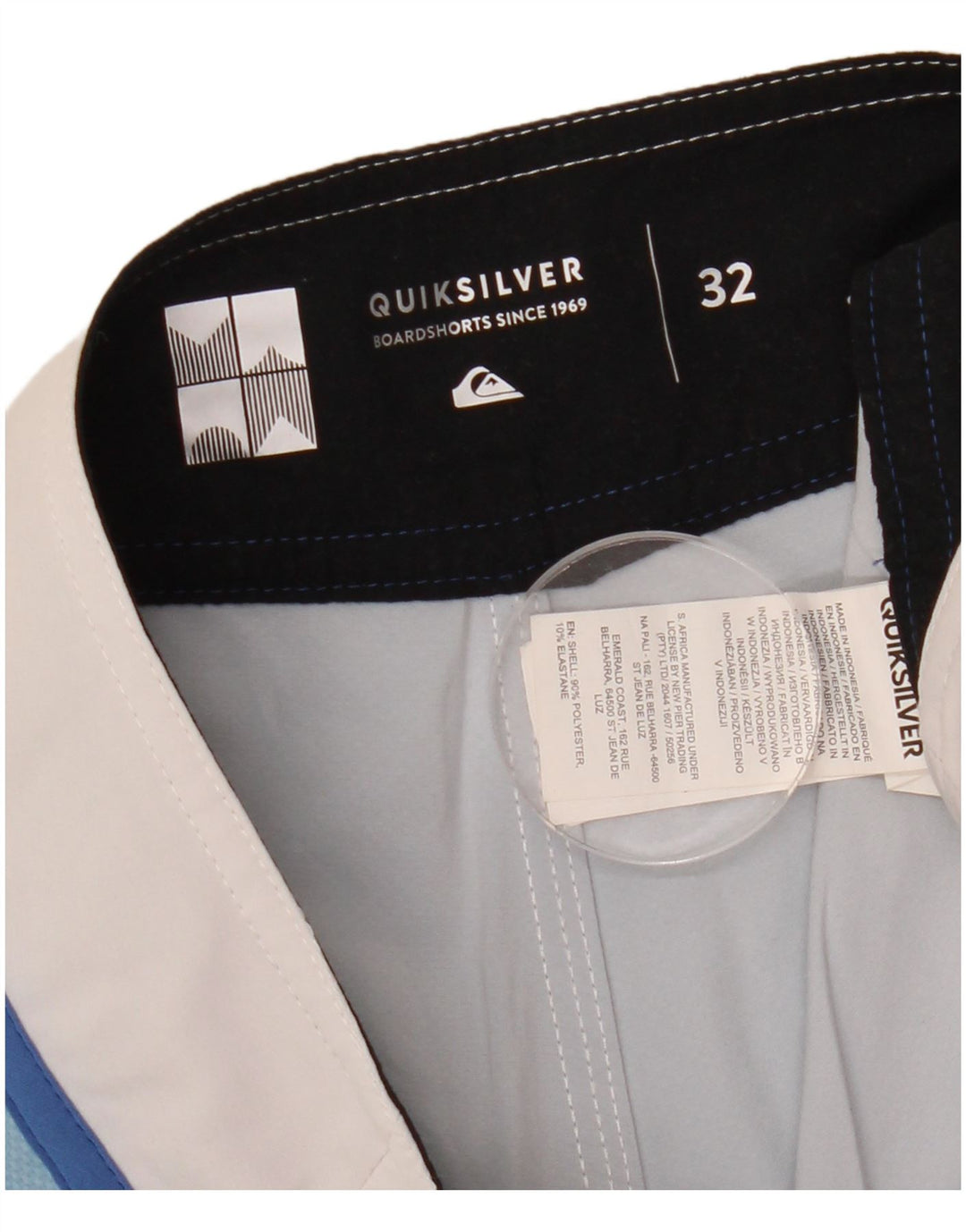 Pantaloncini da bagno grafici da uomo Quiksilver in poliestere a righe blu medio
