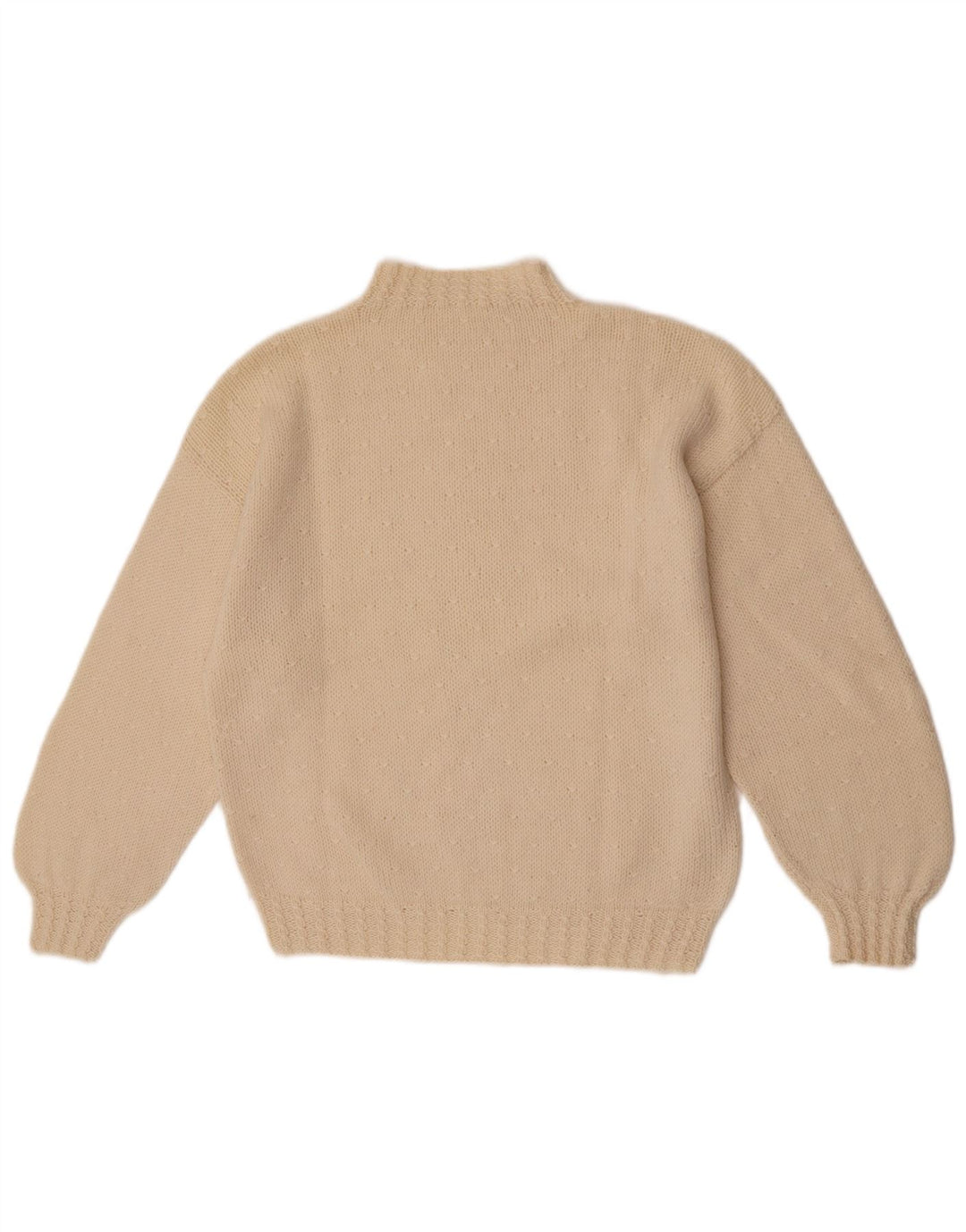 Maglione maglione vintage da donna con collo dolcevita UK 14 medio bianco sporco