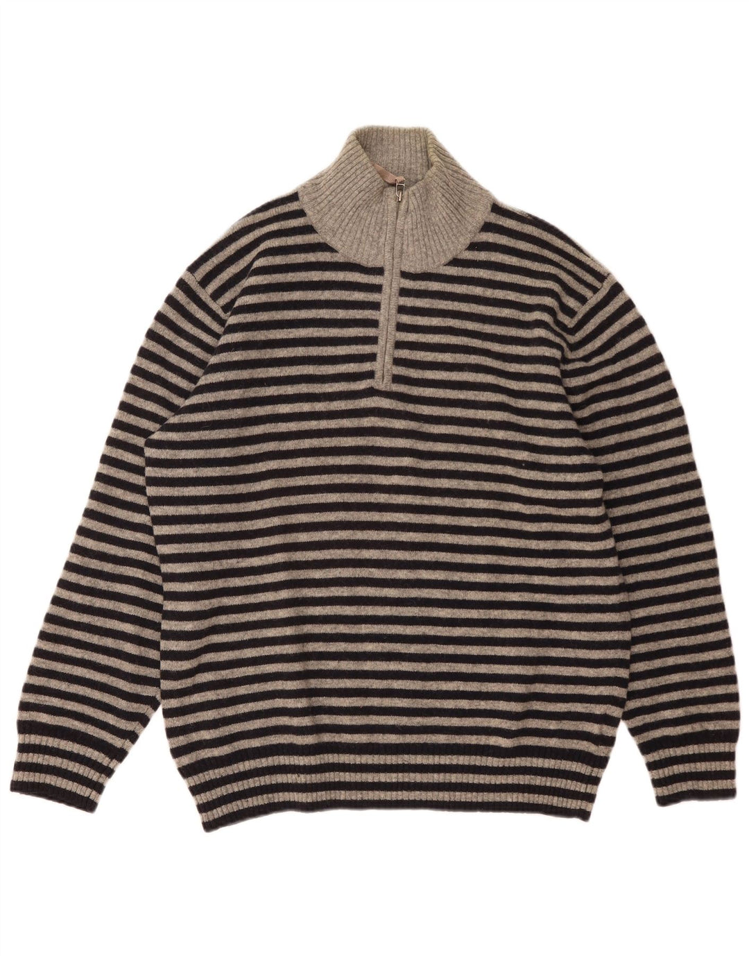 Maglione da uomo Slam con zip e collo 3XL in lana a righe blu navy