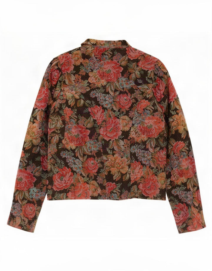Giacca blazer vintage da donna a 7 bottoni UK 12 medio multicolore floreale