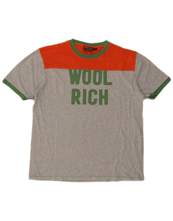 T-shirt grafica da uomo Woolrich Top XL in cotone color block grigio