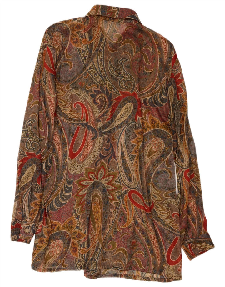 Camicetta camicia lunga da donna VINTAGE EU 40 Viscosa Paisley beige medio