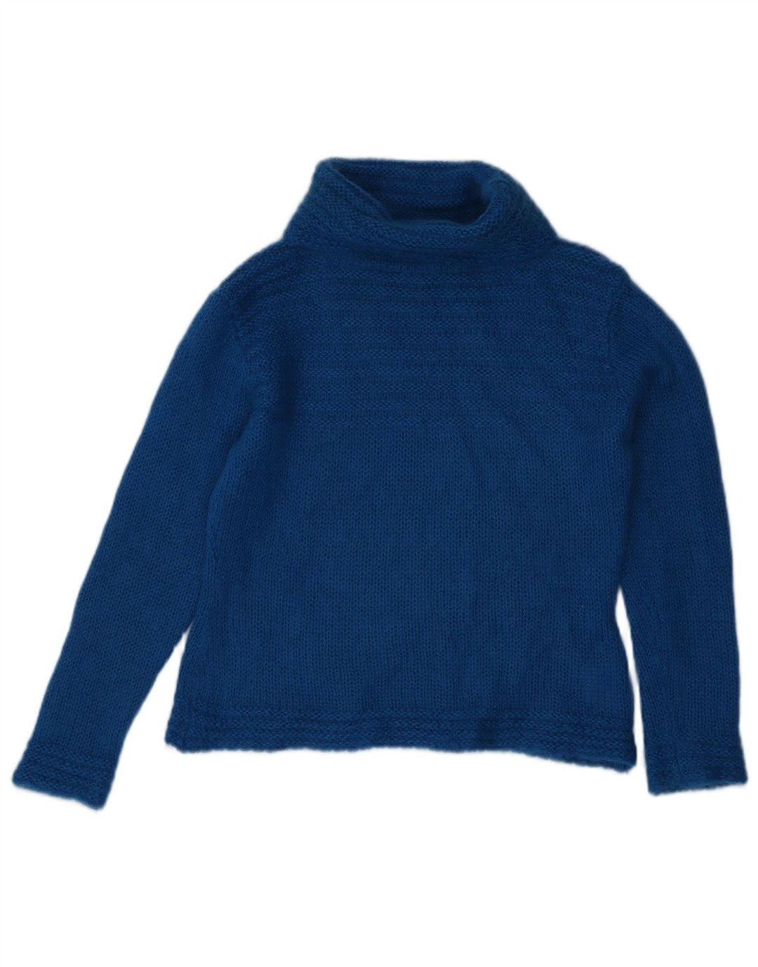 A WEAR Womens Roll Neck Jumper Sweater UK 14 Medium Blue Mohair