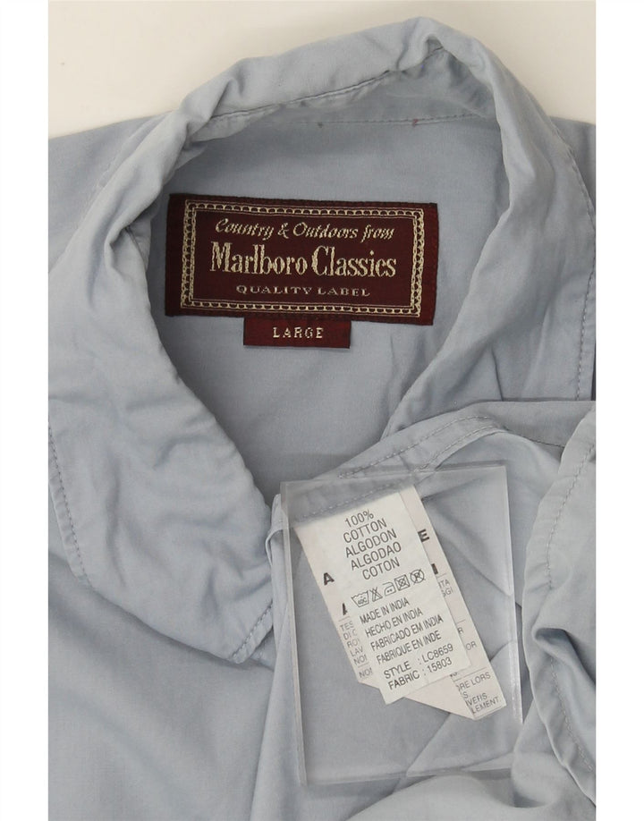 Camicia da uomo Marlboro Classics Large in cotone blu