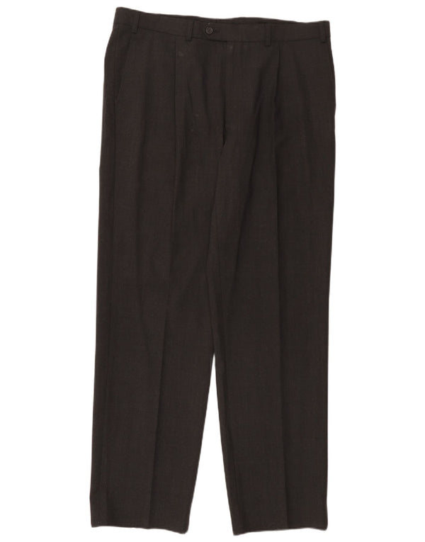 Pantaloni da abito con pegging sartoriali da uomo Marks & Spencer W36 L31 poliestere grigio