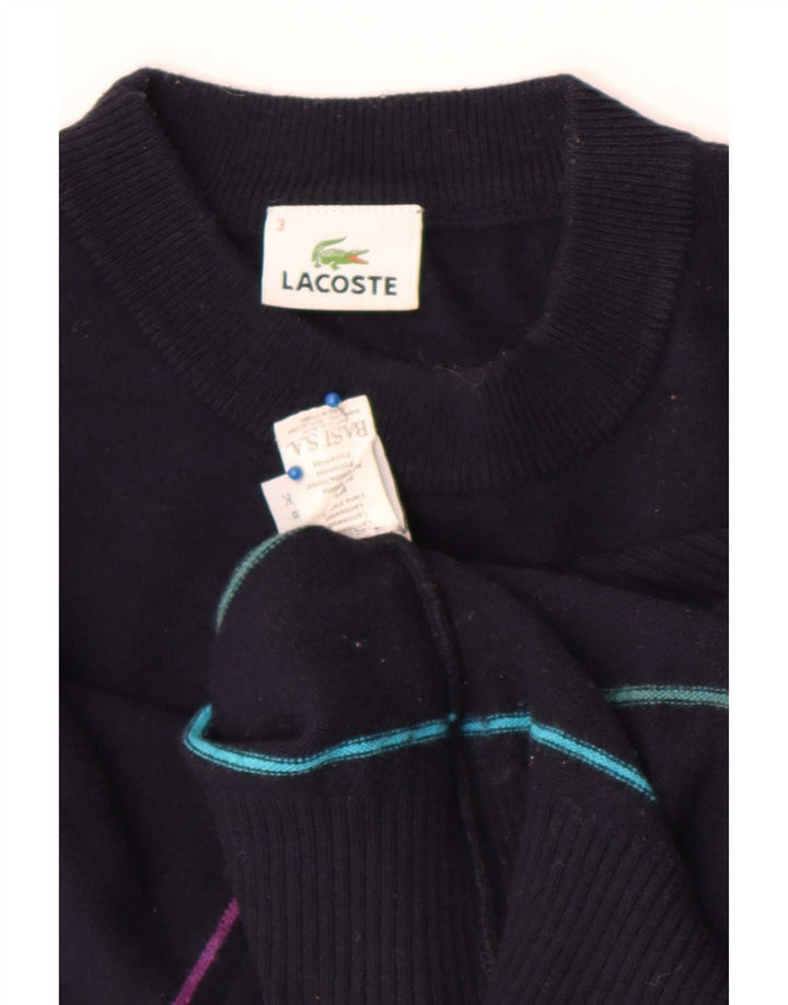 Maglione maglione girocollo da uomo Lacoste taglia 3 piccolo a righe blu navy