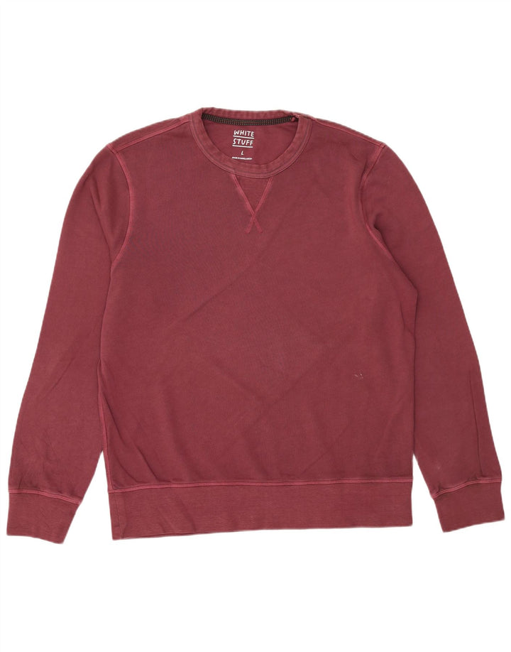 Felpa da uomo White Stuff Maglione grande in cotone bordeaux