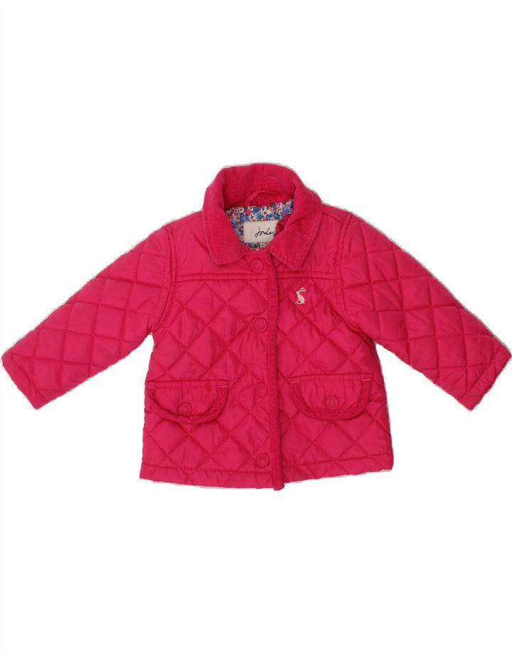 JOULES Baby Girls Quilted Jacket 3-6 Months Pink Polyester Vintage Joules and Second-Hand Joules from Messina Hembry 