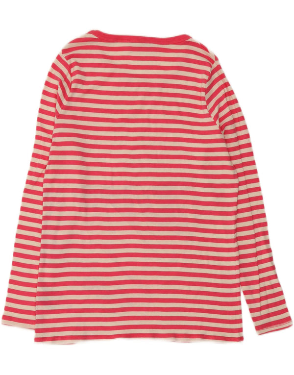 Marks & Spencer Top da donna a maniche lunghe UK 16 Large Pink Striped Cotton