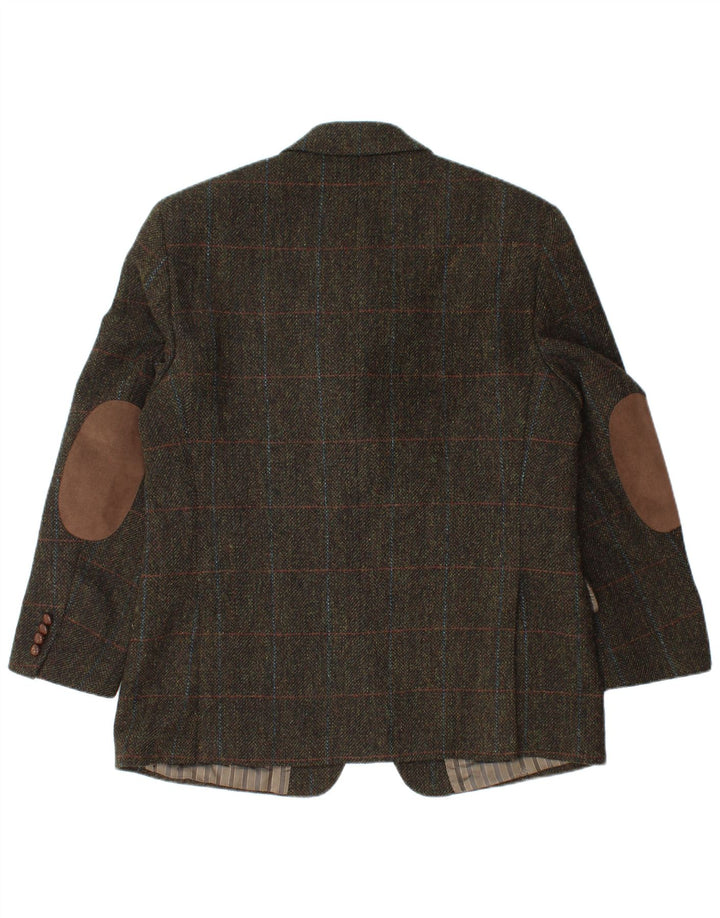 Giacca blazer da uomo a 3 bottoni Mario Barutti UK 46 3XL Lana vergine a quadri kaki