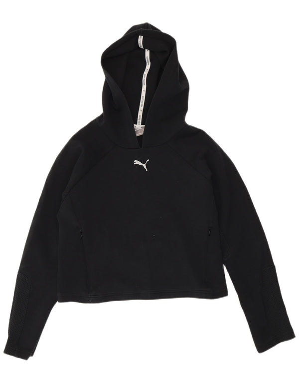 Felpa con cappuccio corta da donna Puma UK 6 XS blu navy cotone