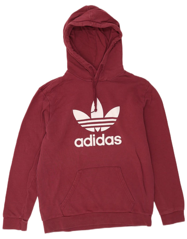 Maglione con cappuccio grafico da uomo Adidas in cotone bordeaux medio