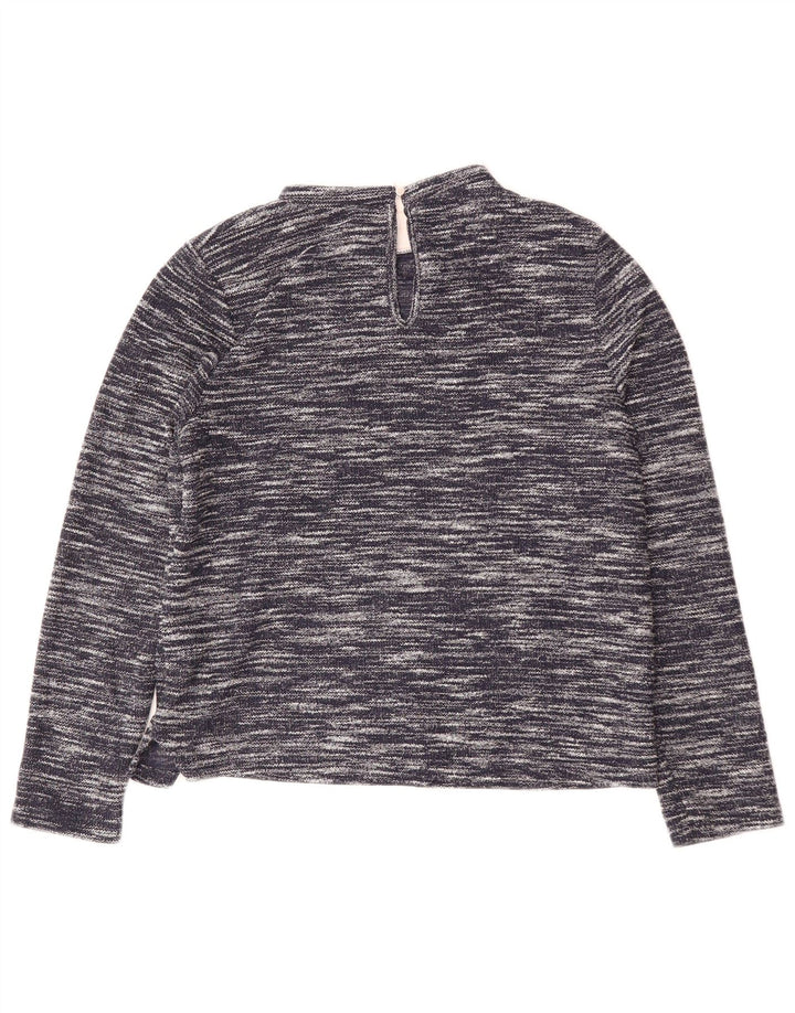Top camicetta a maniche lunghe da donna Oasis UK 14 medio blu navy screziato