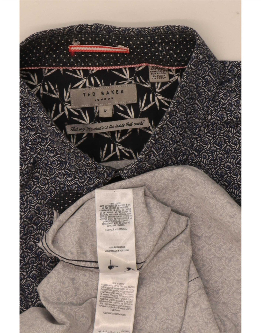 Camicia da uomo Ted Baker taglia 6 2XL cotone floreale blu navy