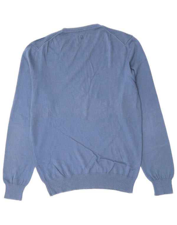 BENETTON Maglione Uomo Girocollo Piccolo Cotone Blu