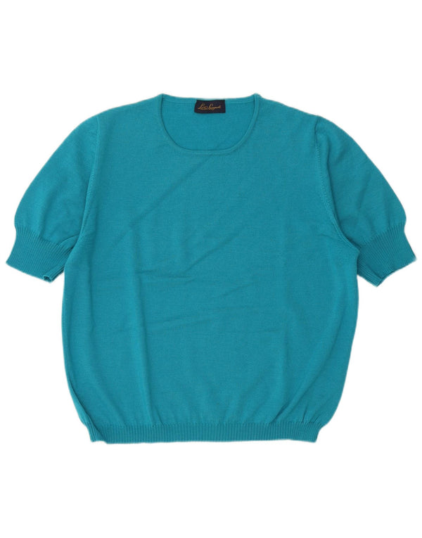 LUISA SPAGNOLI Maglione da donna a maniche corte con scollo a barca UK 18 XL Blu