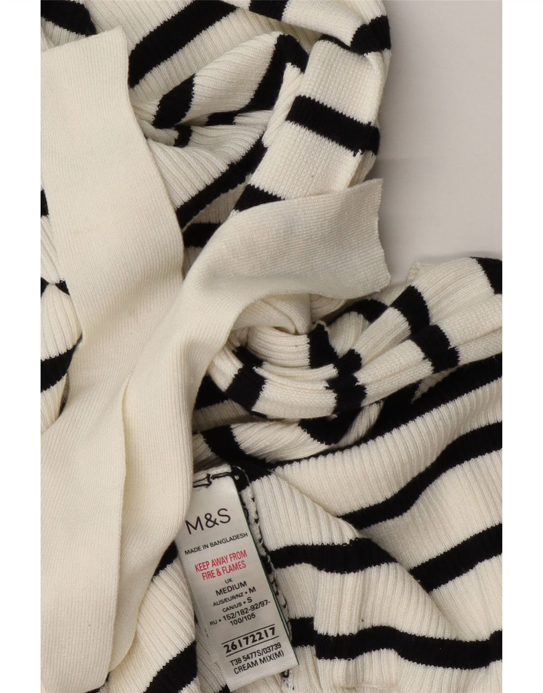 Maglione cardigan lungo da donna Marks & Spencer UK 14 a righe bianche medie