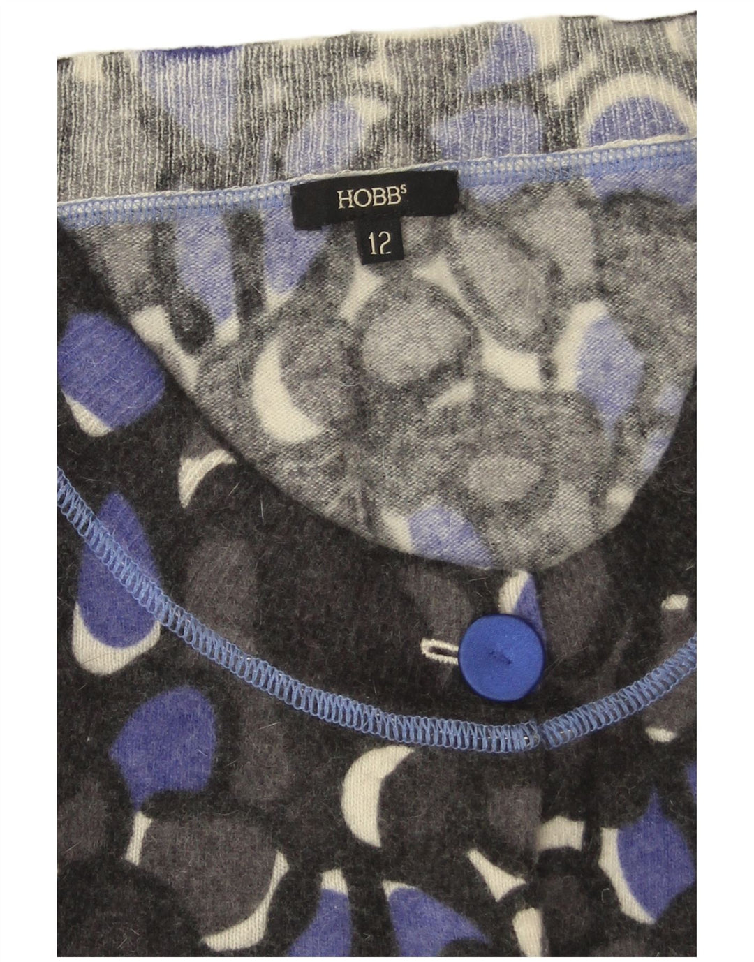 Maglione cardigan da donna Hobbs UK 12 Lana d'agnello floreale grigio medio