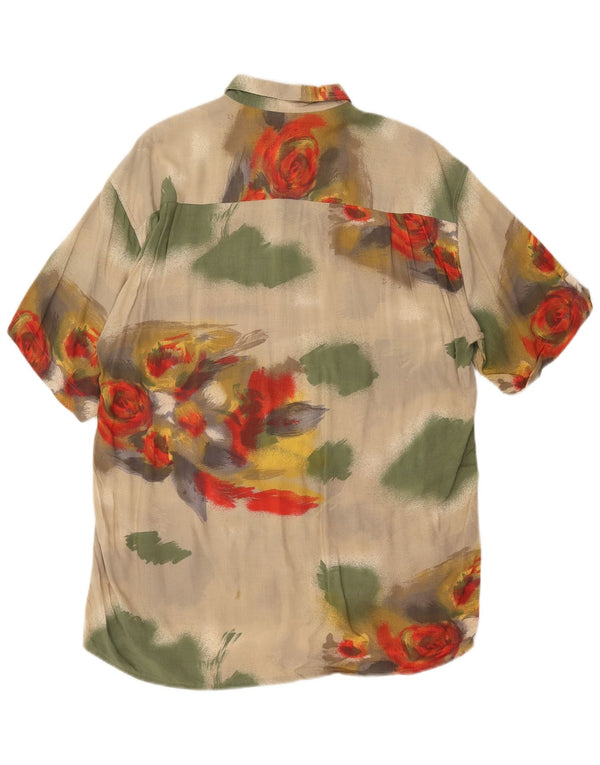 Camicia a maniche corte da uomo Hatico Large in viscosa floreale beige