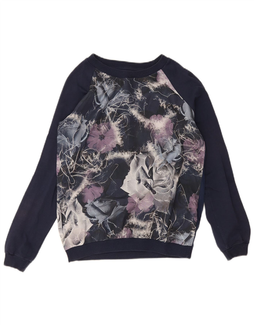 Guess Felpa oversize da donna Maglione UK 6 XS Poliestere floreale blu navy