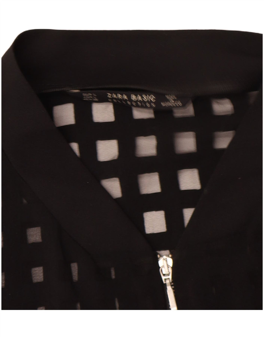 Giubbotto bomber trasparente da donna Zara UK 16 grande viscosa geometrica nera