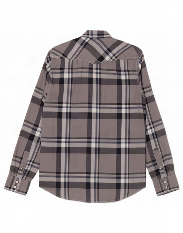 American Eagle Outfitters Camicia da uomo vintage fit piccola in cotone grigio a quadri