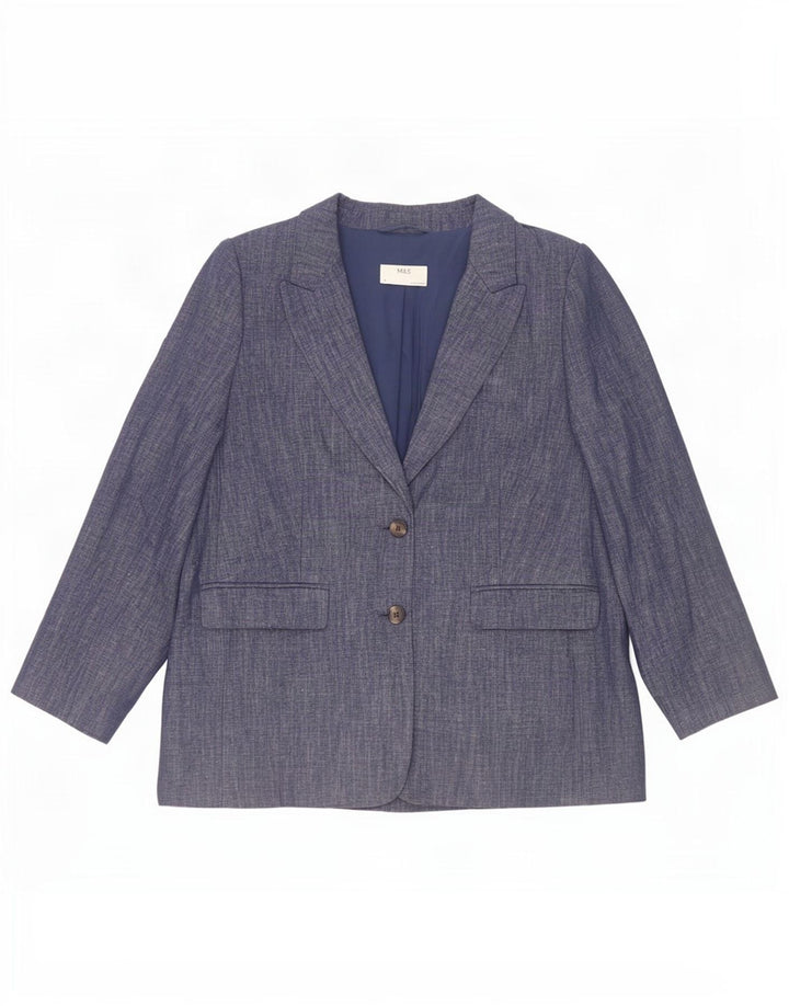 Giacca blazer a 2 bottoni Marks & Spencer da donna UK 16 grande cotone blu navy