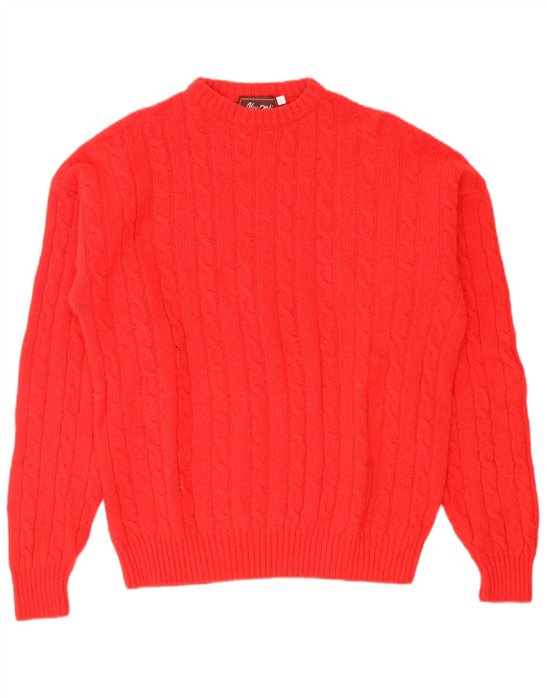 Maglione vintage da uomo girocollo IT 50 in lana rossa media