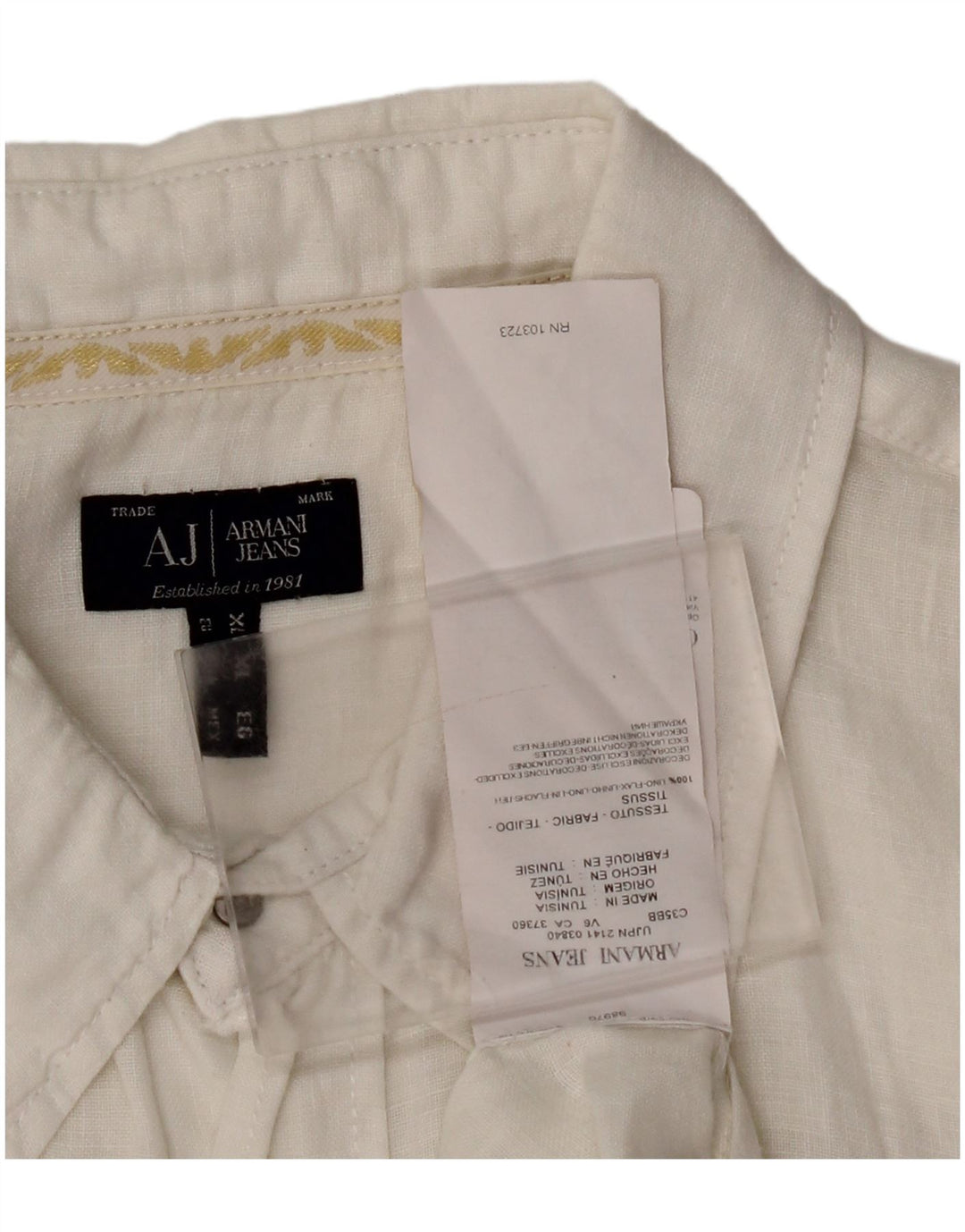 ARMANI JEANS Mens Shirt XL White Linen