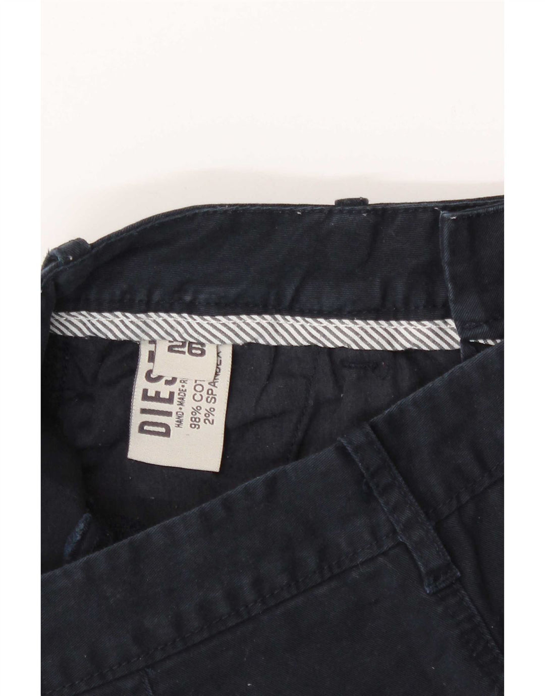 Pantaloncini chino da donna Diesel W26 piccoli in cotone blu navy