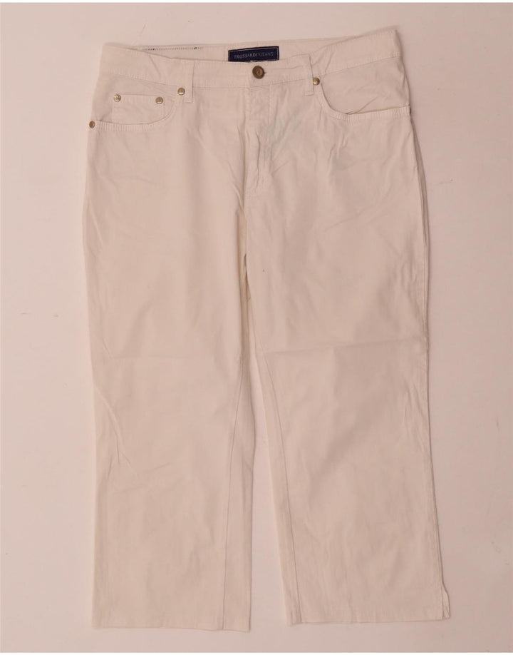Pantaloni Capri Dritti Donna Trussardi W29 L20 Cotone Bianco