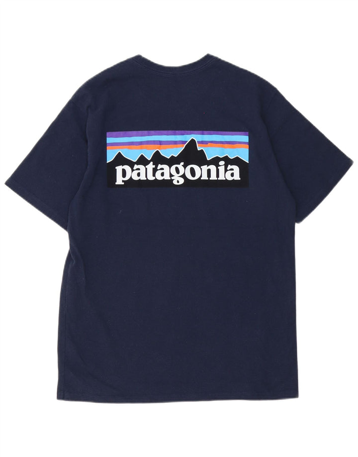 Patagonia T-shirt grafica da uomo con vestibilità regolare, top piccolo in poliestere blu navy